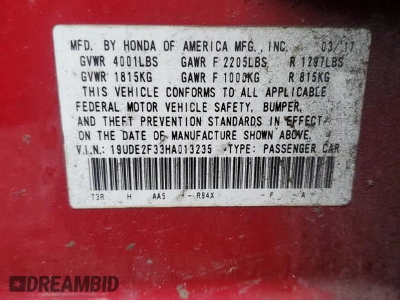 2017 Acura ILX with VIN 19UDE2F33HA013235, listed as a Copart auction lot 42184205 with 100,261 mi miles and Salvage Title. Bid and sale history available at carsss.com. Image 12.