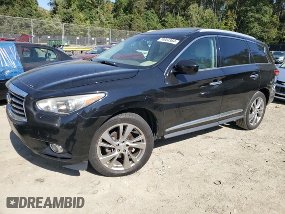 2013 Infiniti JX35 with VIN 5N1AL0MN0DC345790, listed as a Copart auction lot 74954564 with 184,795 mi miles and Clean Title. Bid and sale history available at carsss.com. Image 1.