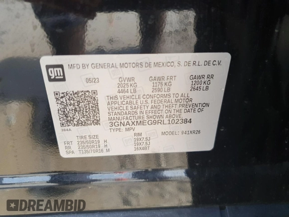 2024 Chevrolet Equinox RS z VIN 3GNAXMEG9RL102384, wystawiony jako Copart lot #60825265 z przebiegiem 21 718 mil mil oraz Szkoda całkowita • Salvage title. Historia ofert i sprzedaży dostępna na DreamBid. Obrazek 13.