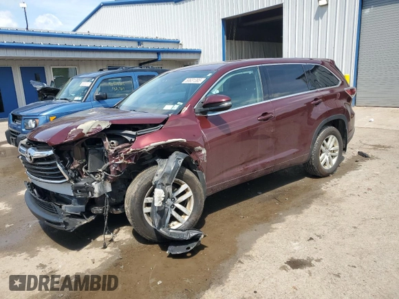 2015 Toyota Highlander LE z VIN 5TDBKRFH7FS117973, wystawiony jako Copart lot #58631385 z przebiegiem 102 642 mil mil oraz Szkoda całkowita • Salvage title. Historia ofert i sprzedaży dostępna na DreamBid. Obrazek 1.
