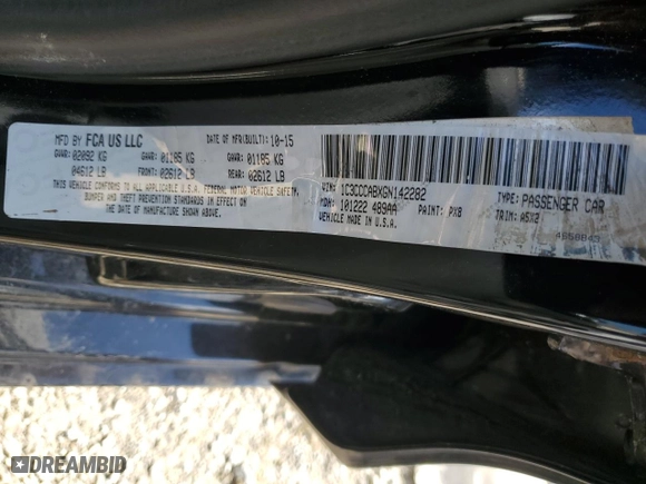 2016 Chrysler 200 Limited with VIN 1C3CCCABXGN142282, listed as a Copart auction lot 45907085 with 107,661 mi miles and Salvage Title. Bid and sale history available at carsss.com. Image 14.