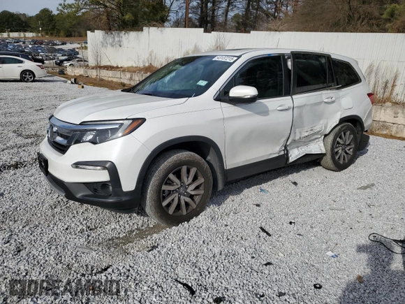 2021 Honda Pilot EX-L with VIN 5FNYF5H56MB033235, listed as a Copart auction lot 43137215 with 43,118 mi miles and Salvage Title. Bid and sale history available at DreamBid. Image 1.