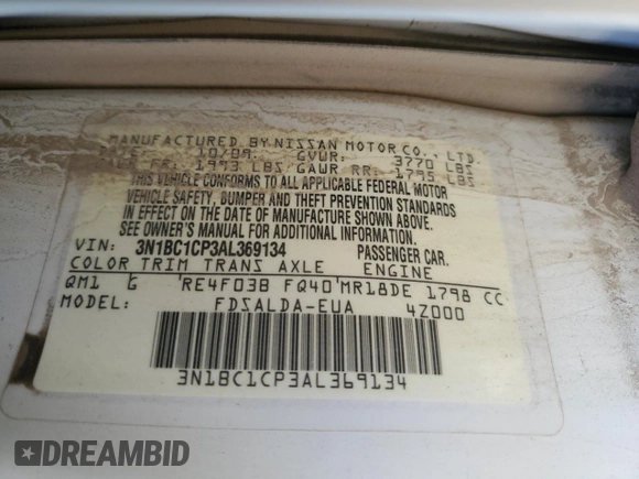 2010 Nissan Versa S z VIN 3N1BC1CP3AL369134, wystawiony jako Copart lot #54437395 z przebiegiem 236 643 mil mil oraz Szkoda całkowita • Salvage title. Historia ofert i sprzedaży dostępna na DreamBid. Obrazek 12.