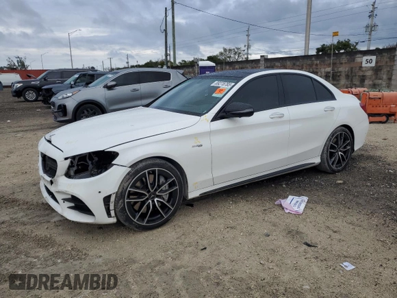 2021 Mercedes-Benz C 43 AMG z VIN W1KWF6EB6MR641697, wystawiony jako Copart lot #89278785 z przebiegiem 48 937 mil mil oraz Szkoda całkowita • Salvage title. Historia ofert i sprzedaży dostępna na DreamBid. Obrazek 1.