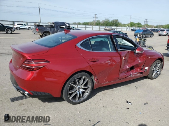 2023 Genesis G70 2.0T with VIN KMTG34TAXPU123732, listed as a Copart auction lot 56509935 with 39,333 mi miles and Salvage title. Bid and sale history available at DreamBid. Image 3.