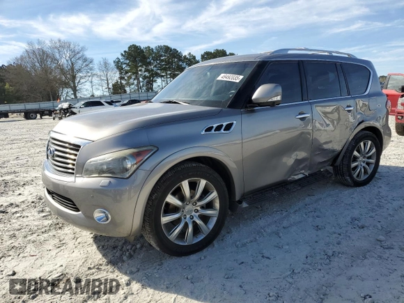 2011 Infiniti QX56 7-passenger with VIN JN8AZ2NE2B9000479, listed as a Copart auction lot 49492035 with 152,852 mi miles and Salvage Title. Bid and sale history available at carsss.com. Image 1.