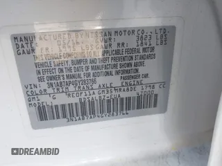 2016 Nissan Sentra SV with VIN 3N1AB7AP4GY283766, listed as a IAAI auction lot 42080316 with 116,059 mi miles and . Bid and sale history available at DreamBid. Image 9.