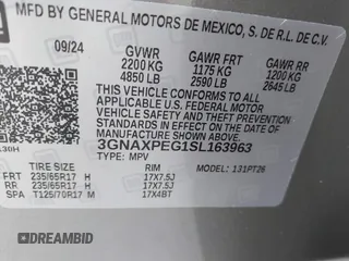 2025 Chevrolet Equinox AWD LT with VIN 3GNAXPEG1SL163963, listed as a IAAI auction lot 42329535 with 3,904 mi miles and . Bid and sale history available at DreamBid. Image 9.