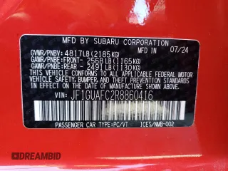 2024 Subaru Impreza Sport with VIN JF1GUAFC2R8860416, listed as a Copart auction lot 89105475 with 6,061 mi miles and Salvage Title. Bid and sale history available at carsss.com. Image 12.