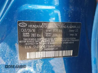 2017 Hyundai Elantra SE with VIN 5NPD74LF5HH152343, listed as a IAAI auction lot 42730306 with 110,440 mi miles and . Bid and sale history available at DreamBid. Image 9.