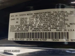 2005 Toyota Tacoma with VIN 5TEUU42N85Z040288, listed as a IAAI auction lot 41607489 with 222,642 mi miles and . Bid and sale history available at DreamBid. Image 9.