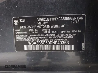 2013 BMW 3 Series 328i xDrive с VIN WBA3B5G50DNP40353, выставлен на аукционе IAAI как лот 42425411 с пробегом 112 879 миль миль и . История ставок и продаж доступна на DreamBid. Изображение 9.