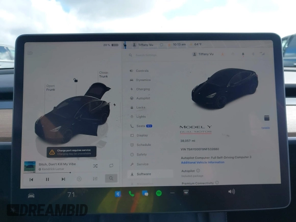 2022 Tesla Model Y Performance z VIN 7SAYGDEF9NF532880, wystawiony jako IAAI lot #41583671 z przebiegiem 38 057 mil mil oraz . Historia ofert i sprzedaży dostępna na DreamBid. Obrazek 7.