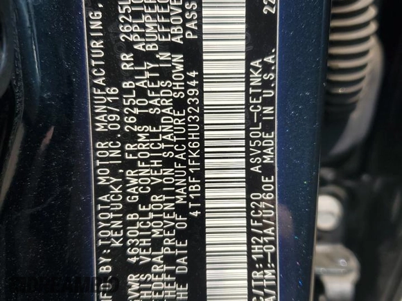 2017 Toyota Camry XLE z VIN 4T1BF1FK6HU323944, wystawiony jako Copart lot #59300195 z przebiegiem 190 469 mil mil oraz Szkoda całkowita • Salvage title. Historia ofert i sprzedaży dostępna na DreamBid. Obrazek 13.