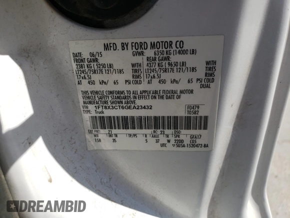 2016 Ford F-350 with VIN 1FT8X3CT6GEA23432, listed as a Copart auction lot 52811585 with 259,326 mi miles and Clean title. Bid and sale history available at DreamBid. Image 12.