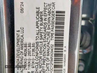 2024 Honda Accord Touring with VIN 1HGCY2F84RA094052, listed as a Copart auction lot 59328695 with 8,019 mi miles and Salvage title. Bid and sale history available at DreamBid. Image 12.