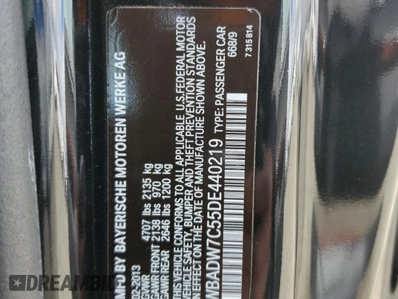 2013 BMW 3 Series 328i z VIN WBADW7C55DE440219, wystawiony jako Copart lot #48355305 z przebiegiem 91 491 mil mil oraz Szkoda całkowita • Salvage title. Historia ofert i sprzedaży dostępna na DreamBid. Obrazek 12.