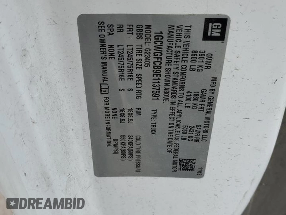 2014 Chevrolet Express Cargo Van with VIN 1GCWGFCB9E1137591, listed as a Copart auction lot 85784424 with 0 mi miles and Salvage Title. Bid and sale history available at carsss.com. Image 13.