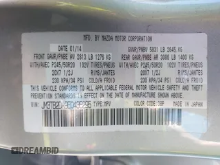 2014 Mazda CX-9 Grand Touring with VIN JM3TB2DA9E0435295, listed as a IAAI auction lot 42618683 with 177,783 mi miles and . Bid and sale history available at DreamBid. Image 9.