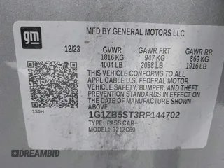 2024 Chevrolet Malibu LS with VIN 1G1ZB5ST3RF144702, listed as a IAAI auction lot 41136066 with 13,925 mi miles and . Bid and sale history available at DreamBid. Image 9.