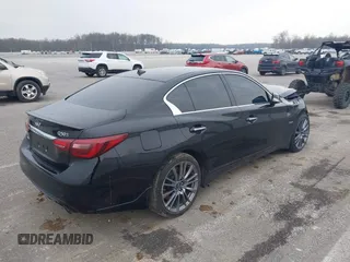 2018 Infiniti Q50 Red Sport 400 with VIN JN1FV7ARXJM480160, listed as a IAAI auction lot 41994848 with 71,346 mi miles and . Bid and sale history available at DreamBid. Image 4.