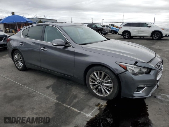 2021 Infiniti Q50 3.0t LUXE with VIN JN1EV7BP1MM702985, listed as a Copart auction lot 47668935 with 0 mi miles and Salvage Title. Bid and sale history available at carsss.com. Image 4.