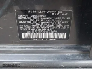 2020 Subaru Crosstrek Premium with VIN JF2GTAPC9L8241039, listed as a IAAI auction lot 42018676 with 58,146 mi miles. Bid and sale history available at carsss.com. Image 9.