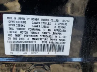 2015 Acura RLX Technology z VIN JH4KC1F53FC000976, wystawiony jako Copart lot #50077375 z przebiegiem 128 060 mil mil oraz Szkoda całkowita • Salvage title. Historia ofert i sprzedaży dostępna na DreamBid. Obrazek 14.