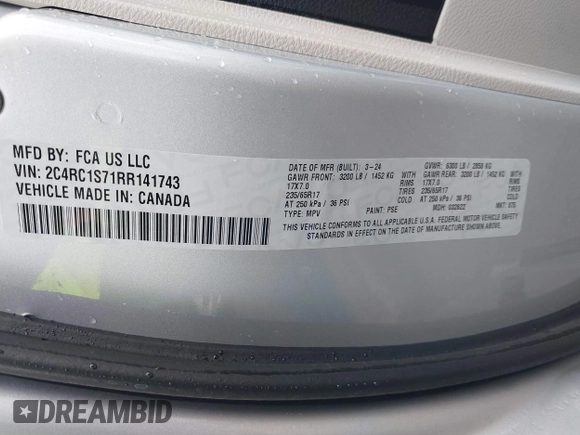 2024 Chrysler Pacifica Hybrid Select z VIN 2C4RC1S71RR141743, wystawiony jako IAAI lot #42019686 z przebiegiem 17 638 mil mil oraz . Historia ofert i sprzedaży dostępna na DreamBid. Obrazek 9.