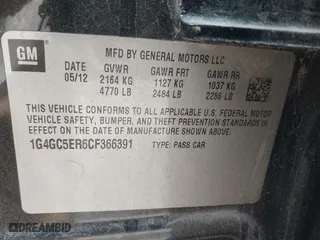 2012 Buick LaCrosse Leather with VIN 1G4GC5ER6CF366391, listed as a IAAI auction lot 41517191 with 142,622 mi miles. Bid and sale history available at carsss.com. Image 9.