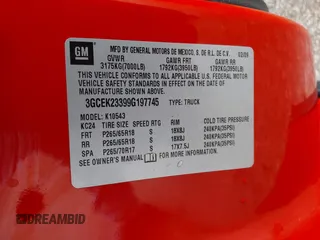 2009 Chevrolet Silverado 1500 LT with VIN 3GCEK23399G197745, listed as a IAAI auction lot 41747081 with Not Provided miles and . Bid and sale history available at DreamBid. Image 9.