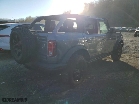 2023 Ford Bronco with VIN 1FMEE5BP3PLB11080, listed as a Copart auction lot 42005615 with 0 mi miles and Salvage Title. Bid and sale history available at carsss.com. Image 3.