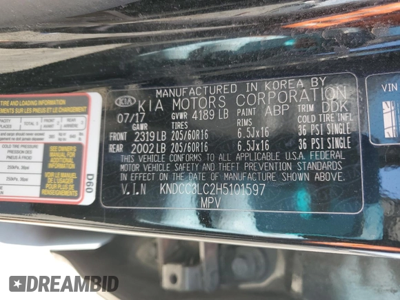2017 Kia Niro Touring Launch Edition with VIN KNDCC3LC2H5101597, listed as a Copart auction lot 43208055 with 79,930 mi miles and Salvage Title. Bid and sale history available at carsss.com. Image 13.