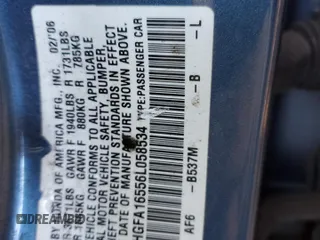 2006 Honda Civic LX z VIN 1HGFA16556L058534, wystawiony jako Copart lot #44396645 z przebiegiem 233 181 mil mil oraz Szkoda całkowita • Salvage title. Historia ofert i sprzedaży dostępna na DreamBid. Obrazek 12.