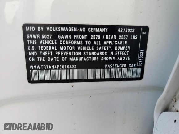 2023 Volkswagen Arteon SEL Premium R-Line z VIN WVWTR7AN4PE010422, wystawiony jako Copart lot #85631854 z przebiegiem 29 084 mil mil oraz Szkoda całkowita • Salvage title. Historia ofert i sprzedaży dostępna na DreamBid. Obrazek 12.