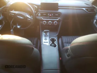 2023 Genesis G70 2.0T with VIN KMTG34TA4PU104352, listed as a Copart auction lot 76000484 with 27,548 mi miles and Salvage Title. Bid and sale history available at DreamBid. Image 8.