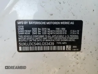 2019 BMW X4 xDrive30i with VIN 5UXUJ3C54KLG53439, listed as a Copart auction lot 80618473 with 0 mi miles. Bid and sale history available at carsss.com. Image 12.