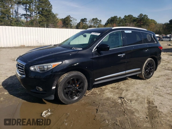 2013 Infiniti JX35 with VIN 5N1AL0MN0DC328195, listed as a Copart auction lot 51156465 with 217,380 mi miles and Salvage Title. Bid and sale history available at carsss.com. Image 1.