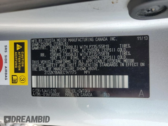 2014 Lexus RX 350 z VIN 2T2ZK1BA6EC141175, wystawiony jako Copart lot #56196075 z przebiegiem 159 259 mil mil oraz Szkoda całkowita • Salvage title. Historia ofert i sprzedaży dostępna na DreamBid. Obrazek 13.