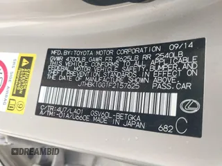 2015 Lexus ES 330 with VIN JTHBK1GG1F2157625, listed as a IAAI auction lot 42102389 with 126,582 mi miles and . Bid and sale history available at DreamBid. Image 9.