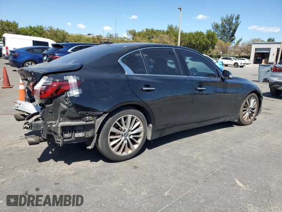 2018 Infiniti Q50 Luxe with VIN JN1EV7AP7JM350153, listed as a Copart auction lot 49594995 with 114,375 mi miles and Salvage title. Bid and sale history available at DreamBid. Image 3.