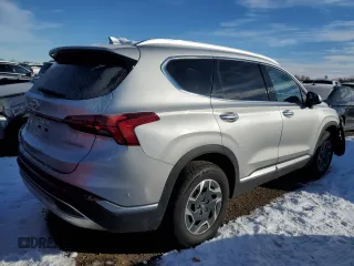 2021 Hyundai Santa Fe Hybrid Blue with VIN KM8S2DA11MU010516, listed as a Copart auction lot 86045684 with 39,647 mi miles and Salvage Title. Bid and sale history available at carsss.com. Image 3.