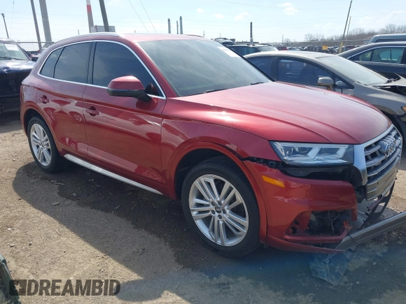 2018 Audi Q5 Premium Plus with VIN WA1BNAFYXJ2077049, listed as a IAAI auction lot 41908063 with 106,215 mi miles. Bid and sale history available at carsss.com. Image 1.