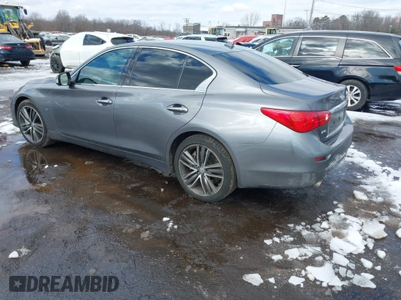 2014 Infiniti Q50 Premium with VIN JN1BV7AR8EM690406, listed as a IAAI auction lot 41525545 with 163,582 mi miles. Bid and sale history available at carsss.com. Image 3.