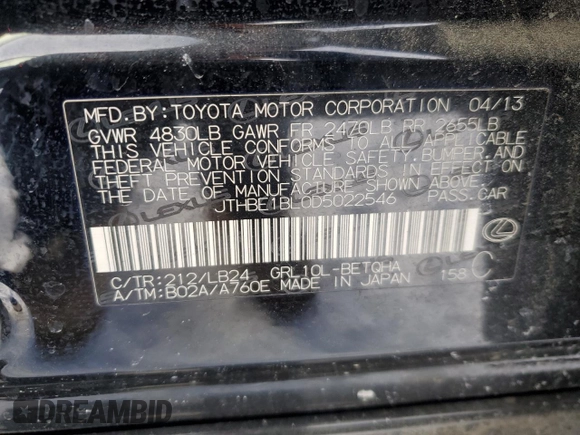 2013 Lexus GS 350 z VIN JTHBE1BL0D5022546, wystawiony jako Copart lot #87635075 z przebiegiem 141 318 mil mil oraz Tytuł czysty. Historia ofert i sprzedaży dostępna na DreamBid. Obrazek 12.