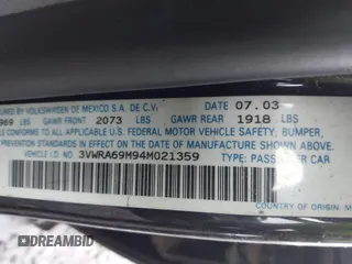 2004 Volkswagen Jetta GL с VIN 3VWRA69M94M021359, выставлен на аукционе IAAI как лот 41992718 с пробегом 176 926 миль миль и . История ставок и продаж доступна на DreamBid. Изображение 9.