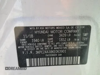 2019 Hyundai Accent SE with VIN 3KPC24A38KE063901, listed as a Copart auction lot 52919375 with 99,395 mi miles and Salvage Title. Bid and sale history available at carsss.com. Image 12.