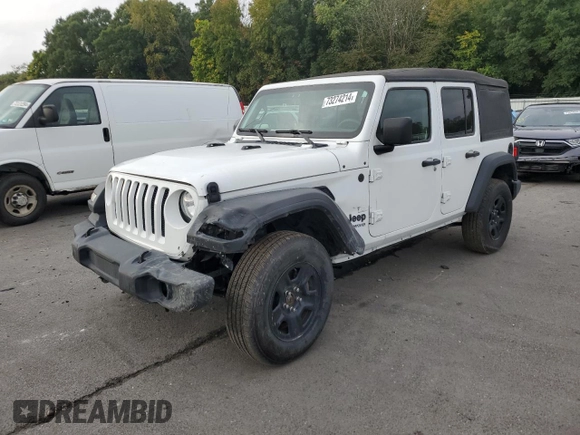 2022 Jeep Wrangler Unlimited Willys with VIN 1C4HJXDN2NW253579, listed as a Copart auction lot 73274214 with 22,583 mi miles and Salvage Title. Bid and sale history available at DreamBid. Image 1.