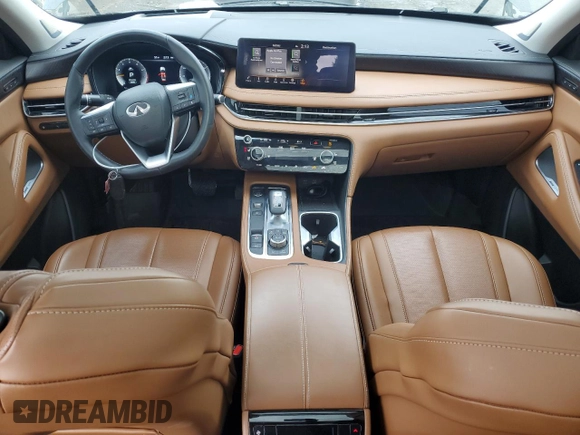 2023 Infiniti QX60 Sensory with VIN 5N1DL1GSXPC353226, listed as a Copart auction lot 44150355 with 17,125 mi miles and Salvage title. Bid and sale history available at DreamBid. Image 8.
