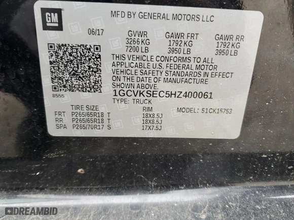2017 Chevrolet Silverado 1500 LTZ with VIN 1GCVKSEC5HZ400061, listed as a Copart auction lot 48344665 with 35,357 mi miles and Salvage Title. Bid and sale history available at carsss.com. Image 12.